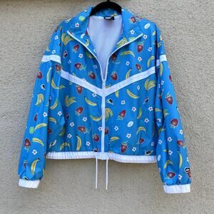 Nike Blue Fruits Windbreaker Jacket S Bananas Strawberries